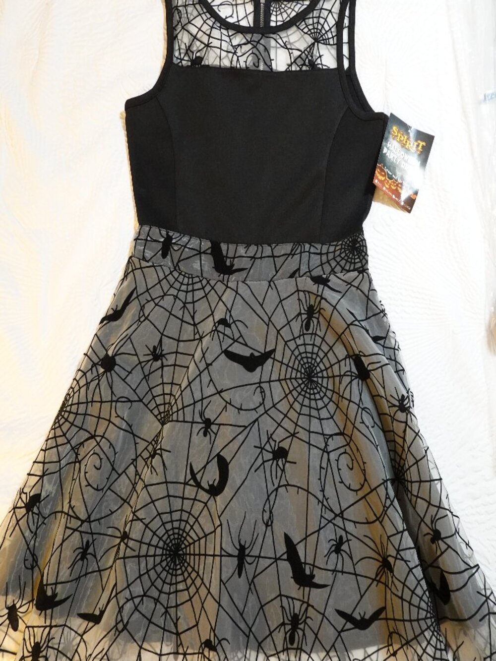 New With Tags Spirit Halloween Party Dress, Size Medium, Black and Gray